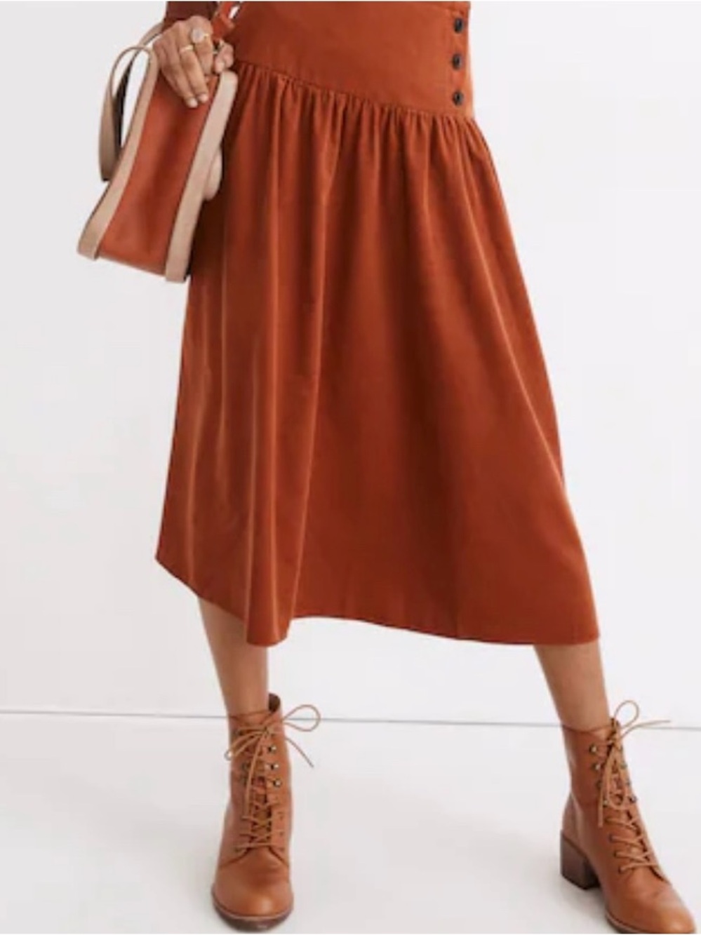 Madewell Midi Yoke Corduroy Skirt